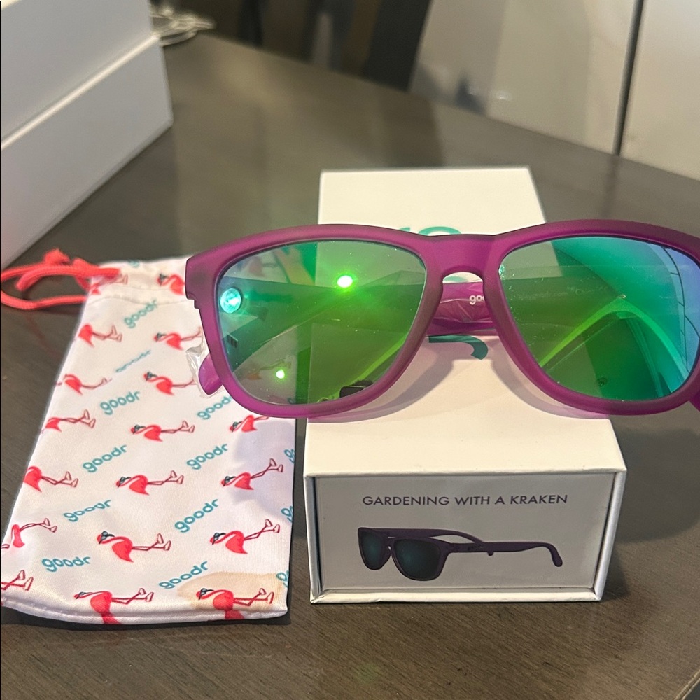 Goodr Purple Sunglasses with Green Lenses